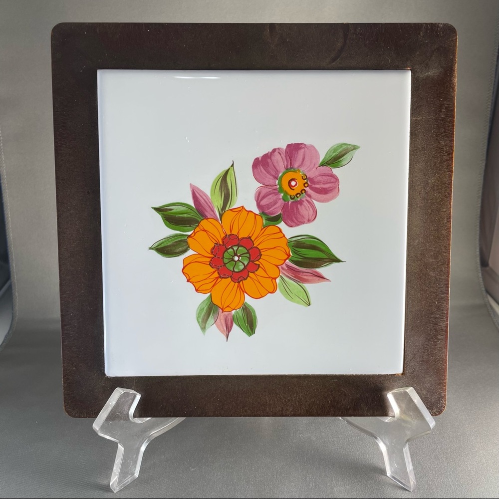 Vintage Floral Wall Decor Tile Trivet